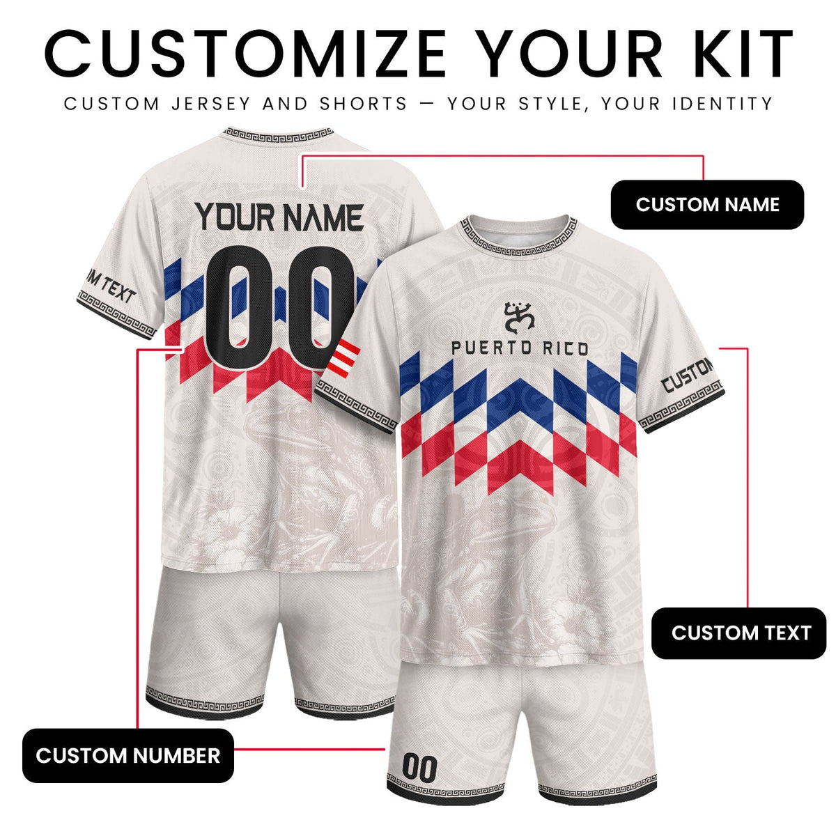Custom Puerto Rico Soccer Jersey, White Lightweight Team Style, Puerto Rico Shirt for Men and Women as a Personalized Football Jersey, Northryn Co.