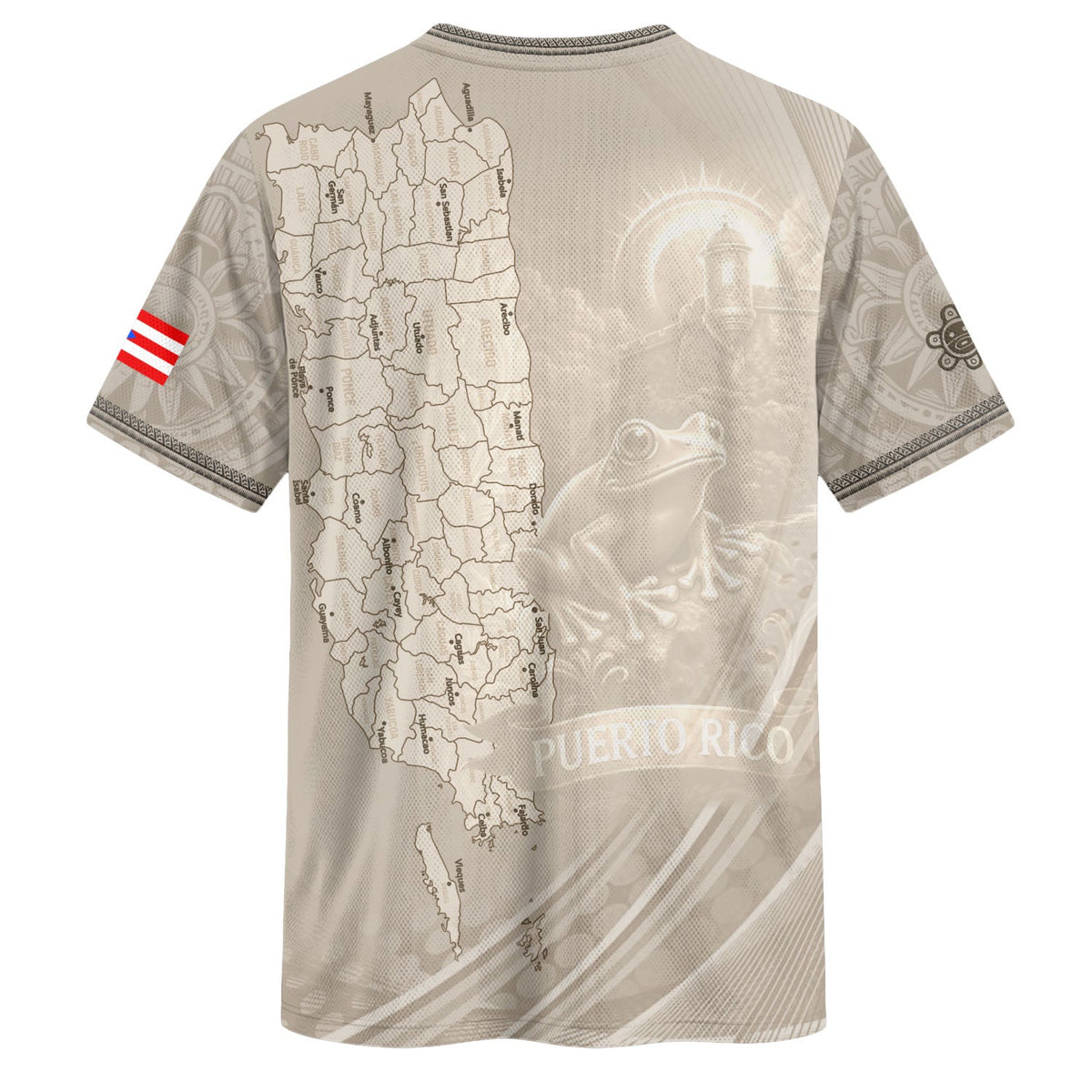 Beige Puerto Rico Soccer Jersey for Men and Women, Map Boricua El Morro Taino Pride Features Coqui Frog, Puerto Rico Jersey and Puerto Rico Shirt, Northryn Co.