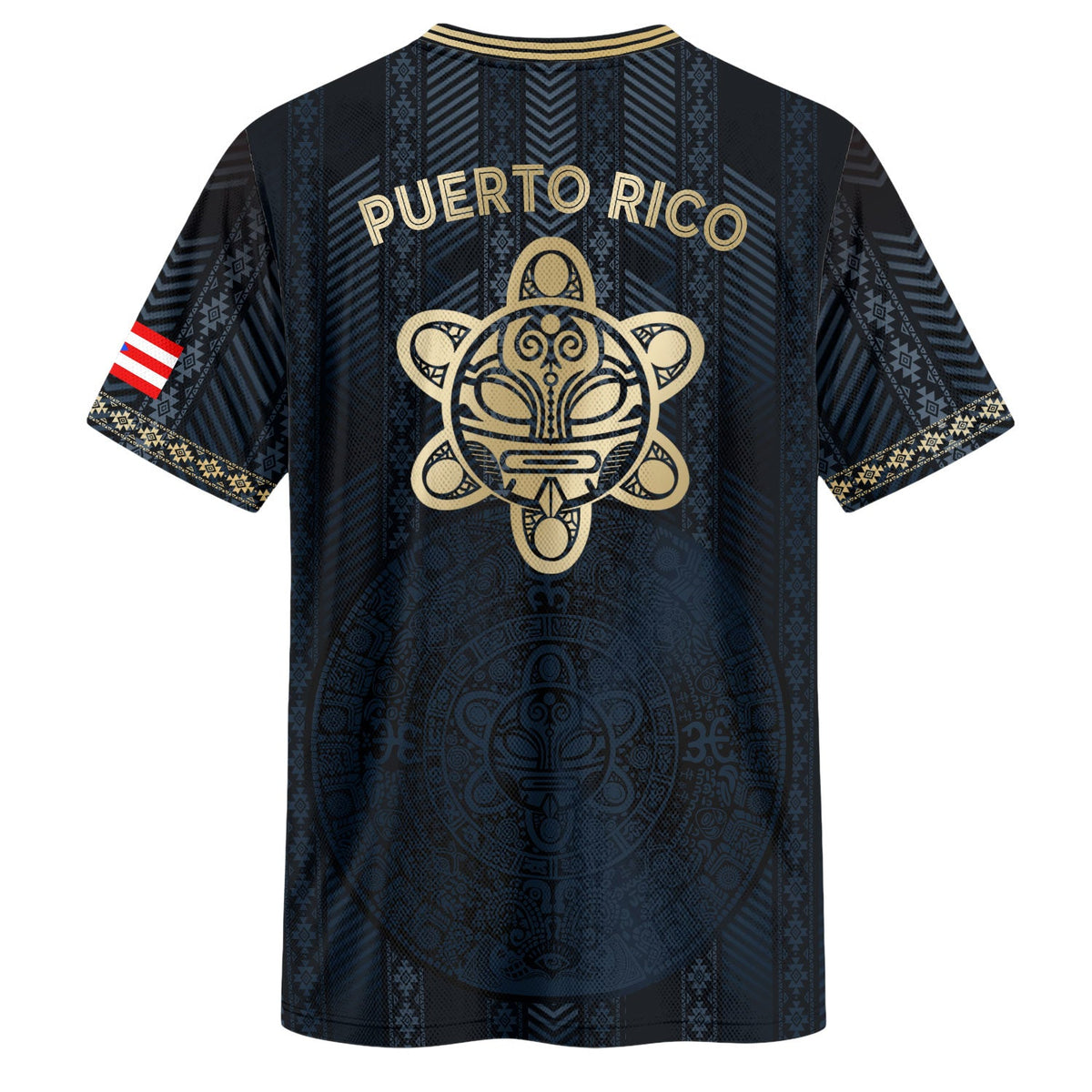 Puerto Rico Soccer Jersey for Men and Women, Navy Gold Taino Sun Tribal National Heritage Boricua, Puerto Rico Jersey, Puerto Rico Shirt, Northryn Co.