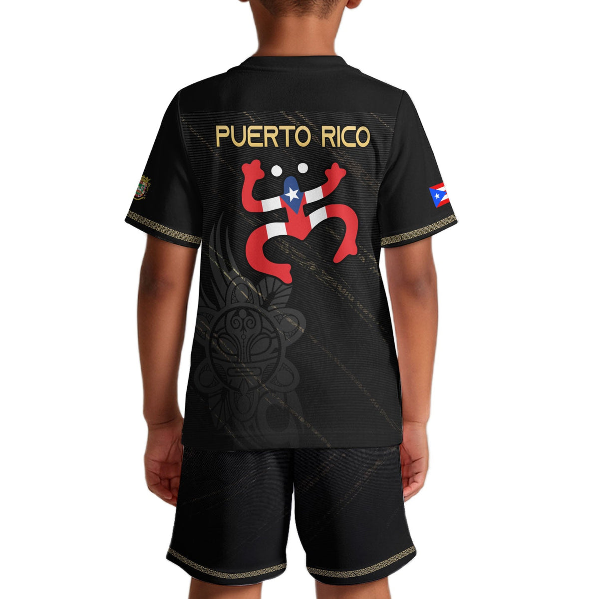 Kids Puerto Rico Soccer Jersey, Black Gold Boricua Coqui Frog for Boy and Girl, Youth Soccer Jersey Meets Puerto Rico Kids Soccer Jersey, Northryn Co.