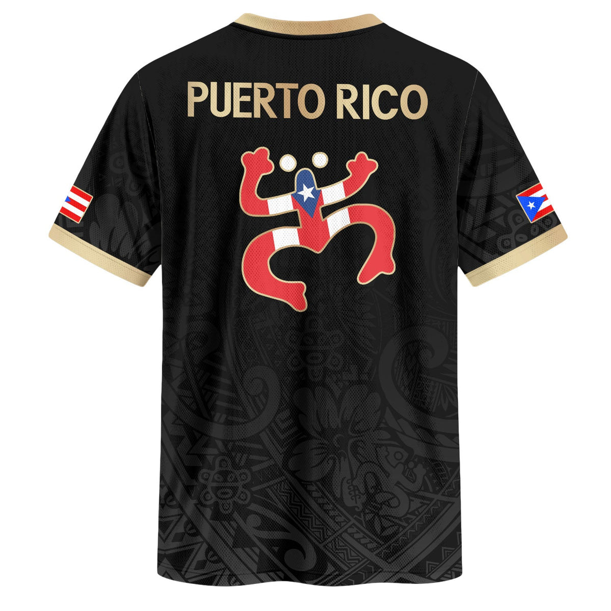 Puerto Rico Soccer Jersey in Black Gold for Men and Women, Coqui Frog Tribal Taino National, Puerto Rico Shirt and Puerto Rico Jersey, Northryn Co.