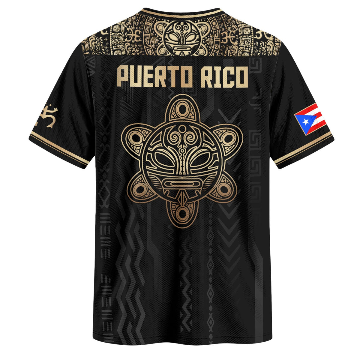 Taino Sun Black Gold Puerto Rico Soccer Jersey for Men and Women, Coqui Patriotic Cultural, Top Puerto Rico Jersey and Puerto Rico Shirt, Northryn Co.