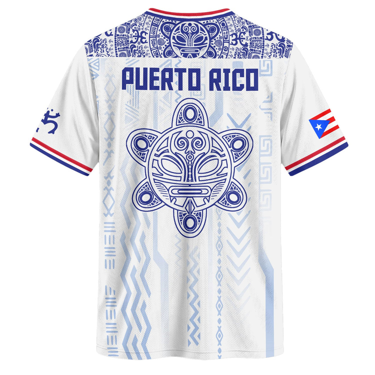 Taino Mask White Blue Puerto Rico Soccer Jersey for Men and Women, Coqui Tribal Ethnic Artistic, Puerto Rico Jersey, Puerto Rico Shirt, Northryn Co.