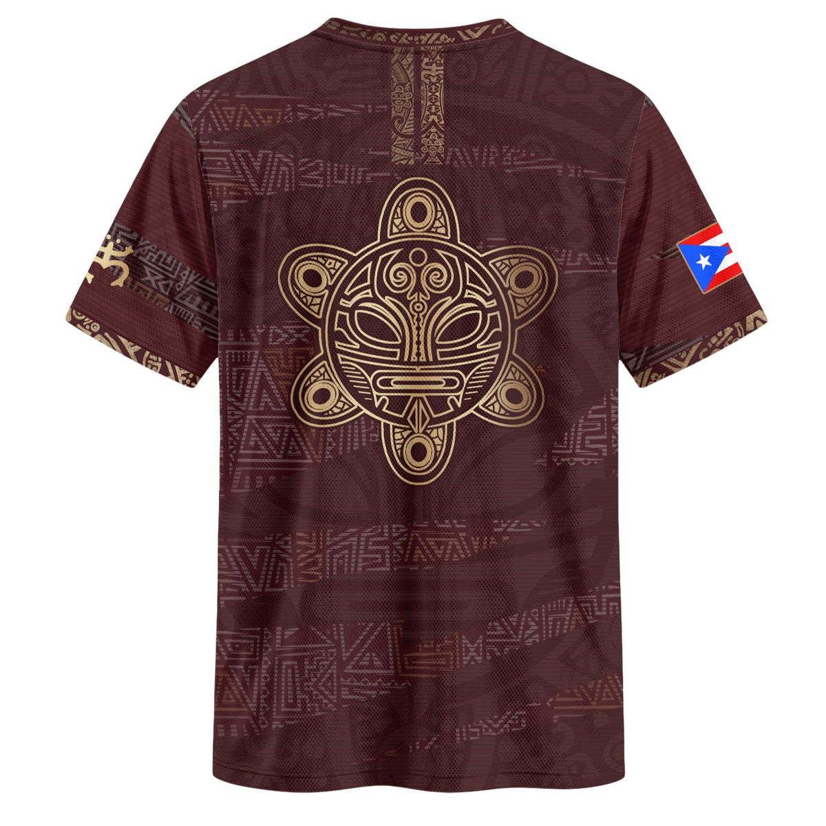 Taino Tribal Maroon Gold Puerto Rico Soccer Jersey for Men and Women, Pattern National Heritage, Puerto Rico Jersey, Puerto Rico Shirt, Northryn Co.