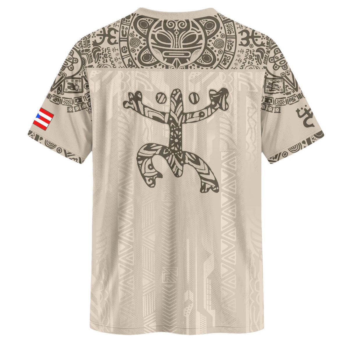 Coqui Frog Beige Gold Puerto Rico Soccer Jersey for Men and Women, Garita Floral Taino Sun, Top Puerto Rico Jersey and Puerto Rico Shirt, Northryn Co.