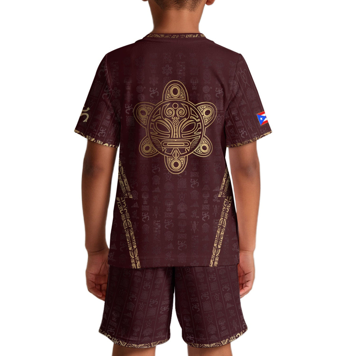 Maroon Gold, Kids Puerto Rico Soccer Jersey with Taino Sun for Boy and Girl, Puerto Rico Kids Soccer Jersey in Youth Soccer Jersey Style, Northryn Co.