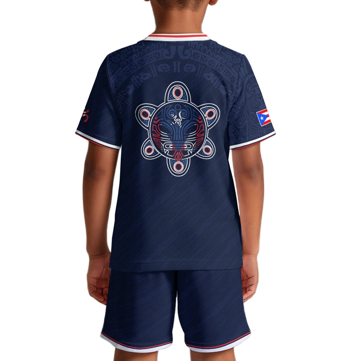 Navy Red White, Kids Puerto Rico Soccer Jersey for Boy and Girl with Taino Sun, Puerto Rico Kids Soccer Jersey Meets Youth Soccer Jersey, Northryn Co.