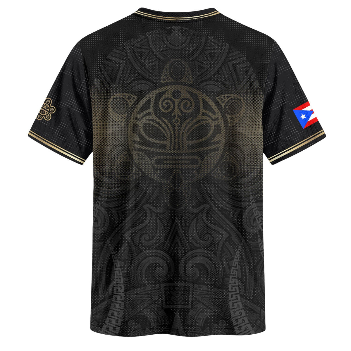 Puerto Rico Soccer Jersey with Coqui Frog for Men and Women, Taino Tribal National Black Gold, Puerto Rico Shirt and Puerto Rico Jersey, Northryn Co.