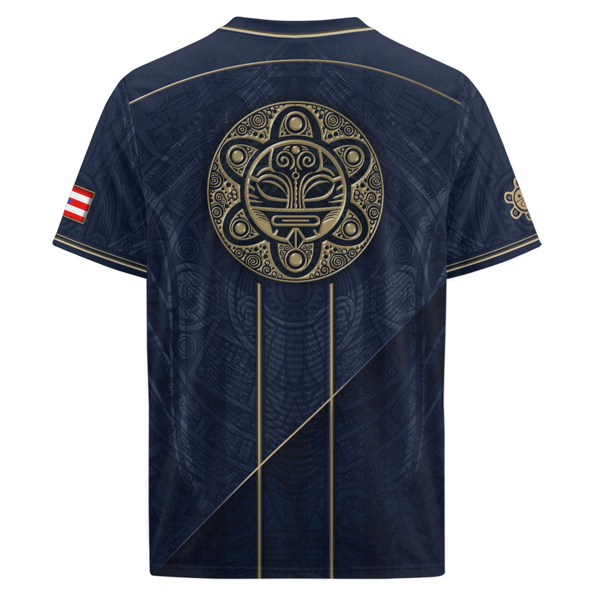 Puerto Rico Soccer Jersey in Elite Navy for Men and Women, Gold Taino Pattern Boricua Pride Top, Puerto Rico Jersey, Puerto Rico Shirt, Northryn Co.