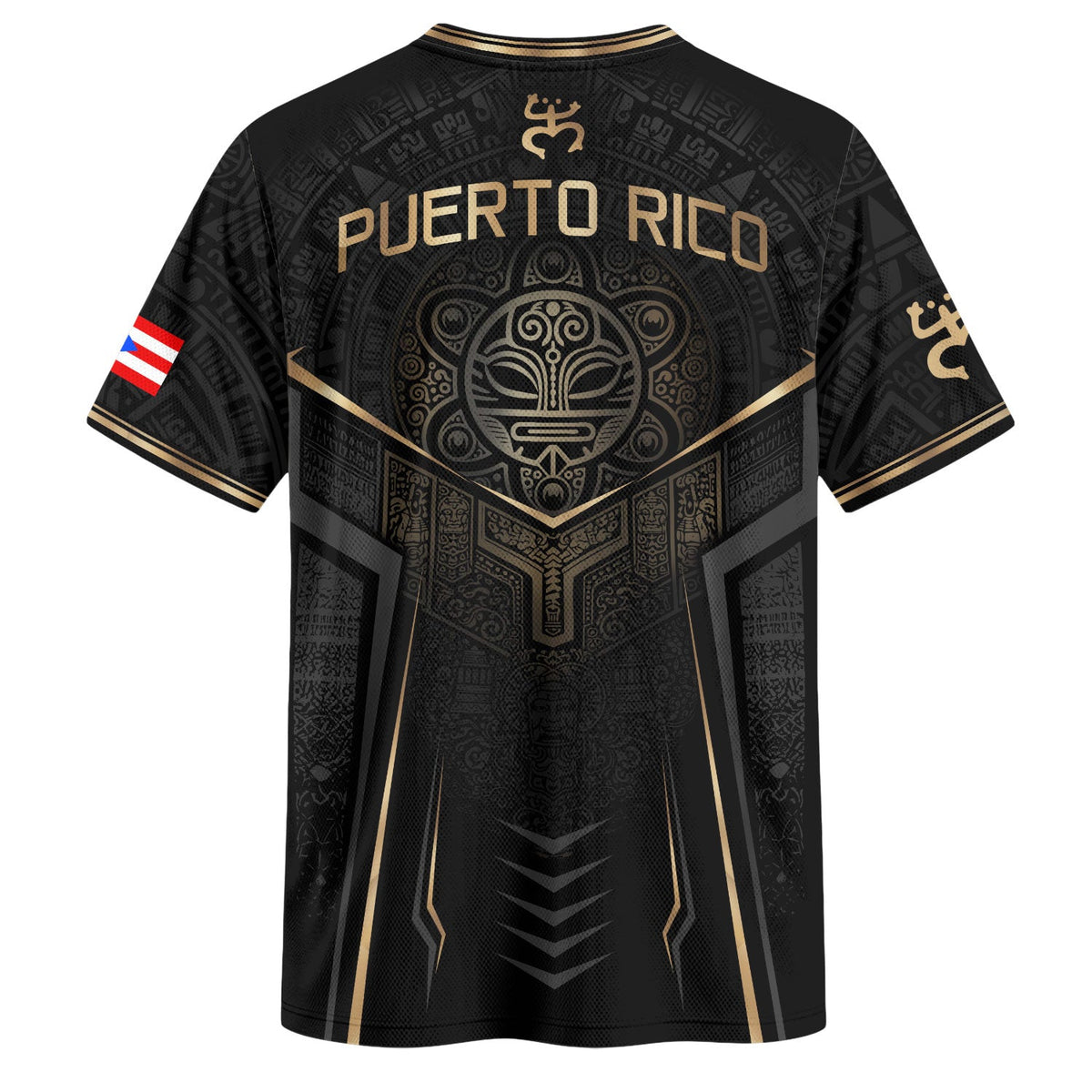 Taino Sun Black Gold Puerto Rico Soccer Jersey for Men and Women, Coquí Frog Crest - Tribal, Puerto Rico Shirt and Puerto Rico Jersey, Northryn Co.