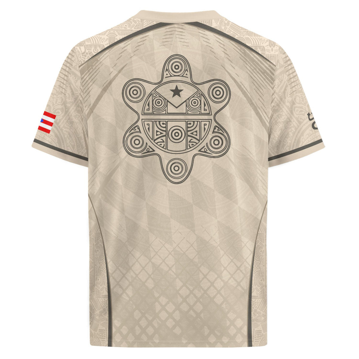 Puerto Rico Soccer Jersey for Men and Women, Beige Coqui Frog & Taino Tribal Pattern Art, Top Puerto Rico Jersey and Puerto Rico Shirt, Northryn Co.