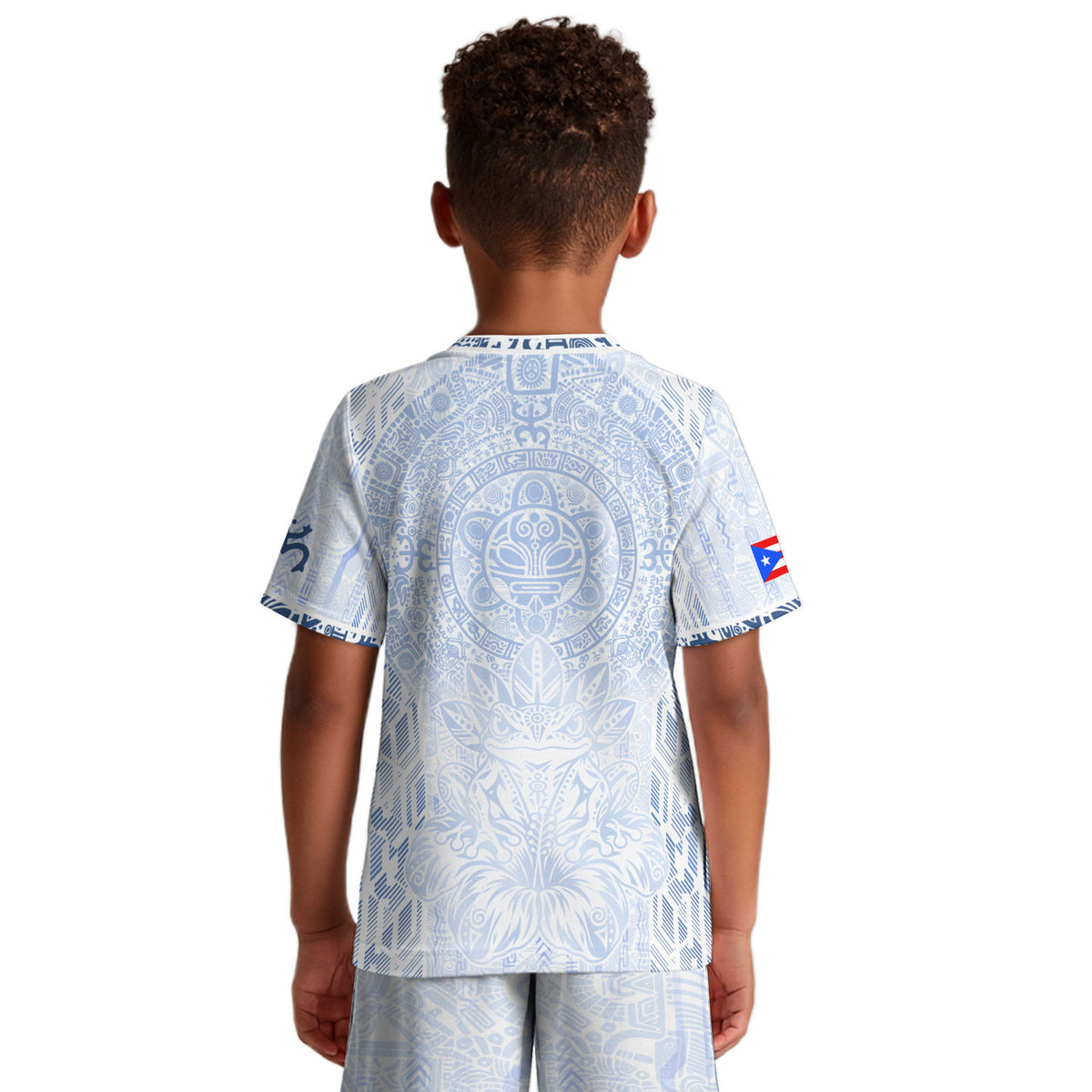 Authentic Youth White Puerto Rico Taino Sun Flag Athletic Team Soccer Jersey Shirt
