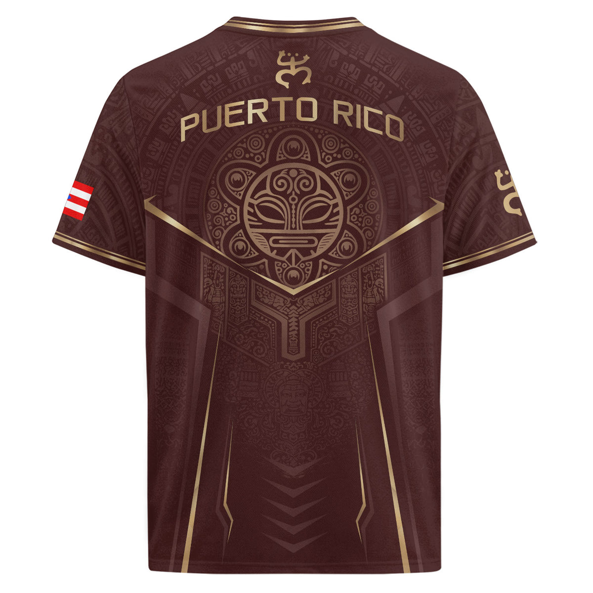 Camiseta de fútbol con máscara taína boricua azul marino de Puerto Rico, bandera tribal, orgullo nacional