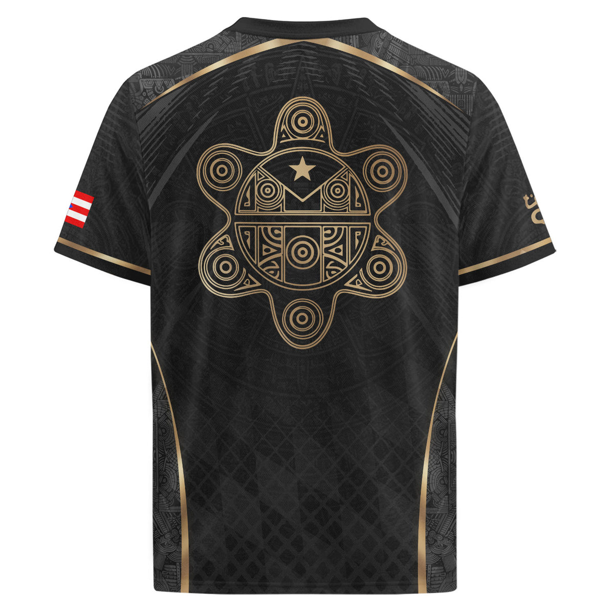 Puerto Rico Soccer Jersey Men Black Gold Taino Coqui Frog Culture Heritage Graphic