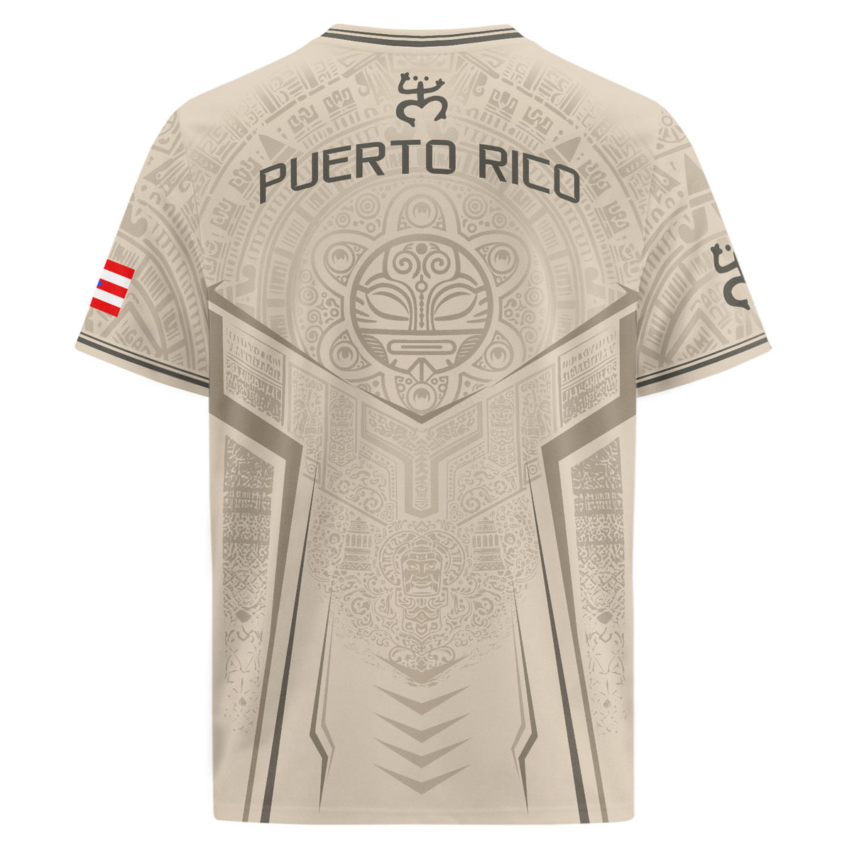 Puerto Rico Soccer Jersey Men Beige Taino Coqui Frog Heritage Patriotic Graphic Apparel