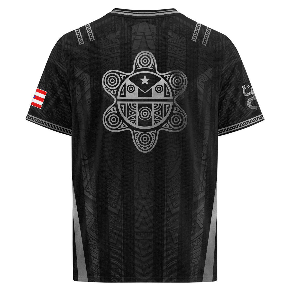 Puerto Rico Soccer Jersey Men Black Tribal Taino Pattern Coqui Frog Graphic
