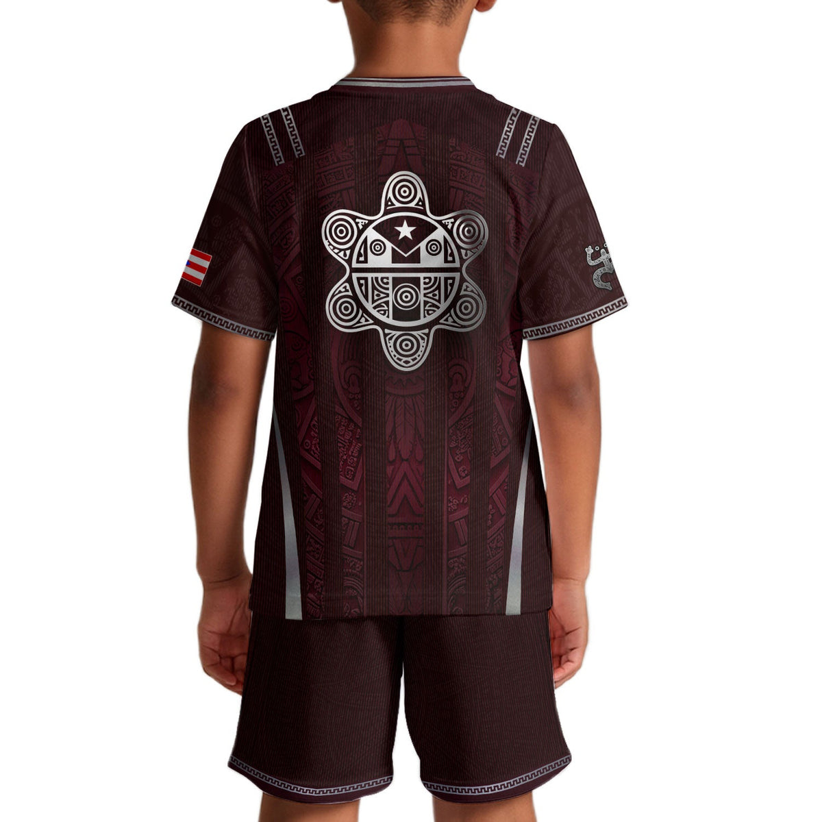 Traditional Maroon, Kids Puerto Rico Soccer Jersey with Taino for Boy and Girl, Puerto Rico Kids Soccer Jersey Meets Youth Soccer Jersey, Northryn Co.