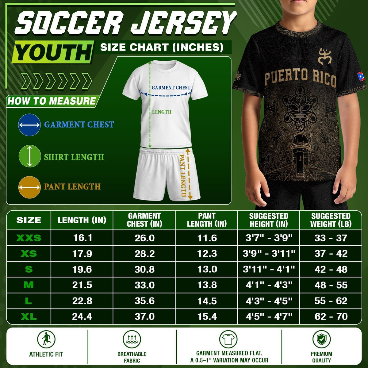 Black Gold Coqui, Kids Puerto Rico Soccer Jersey with Frog Garita for Boy and Girl, Puerto Rico Kids Soccer Jersey, Youth Soccer Jersey, Northryn Co.