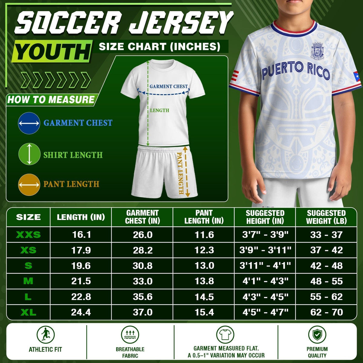 White Blue Boricua, Kids Puerto Rico Soccer Jersey with Taino Mask for Boy and Girl, Puerto Rico Kids Soccer Jersey, Youth Soccer Jersey, Northryn Co.