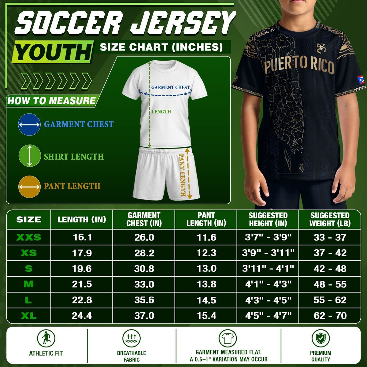 Navy Gold Taino, Kids Puerto Rico Soccer Jersey for Boy and Girl with Sun Garita, Puerto Rico Kids Soccer Jersey and Youth Soccer Jersey, Northryn Co.