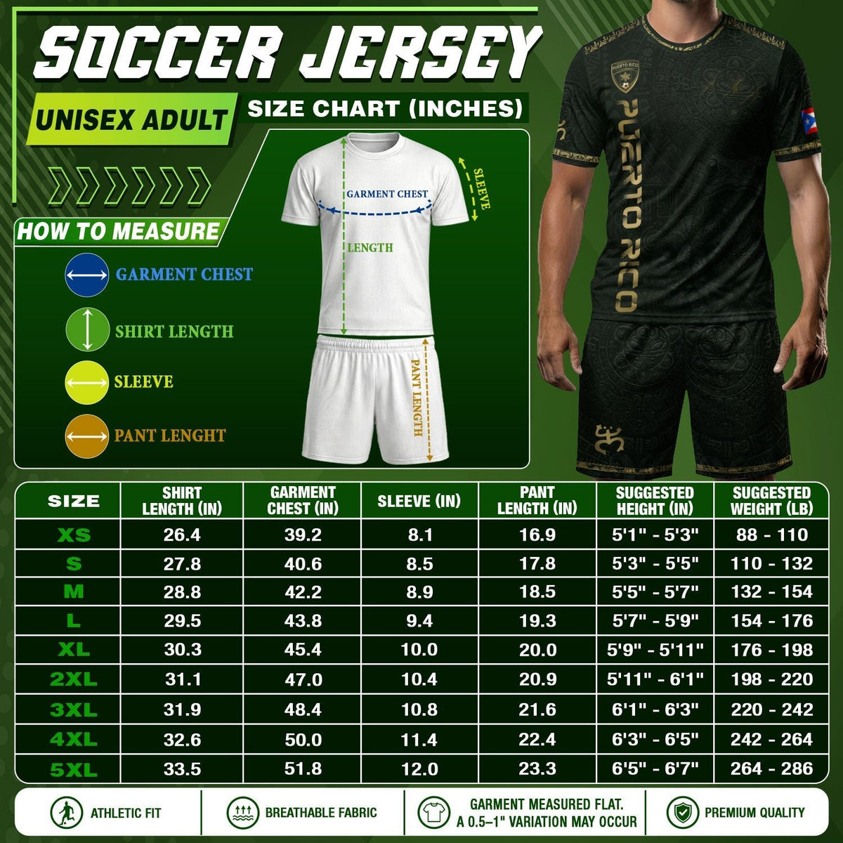 Puerto Rico Soccer Jersey in Green Gold for Men and Women, Coqui Frog Taino Sun Heritage, Top Puerto Rico Shirt and Puerto Rico Jersey, Northryn Co.