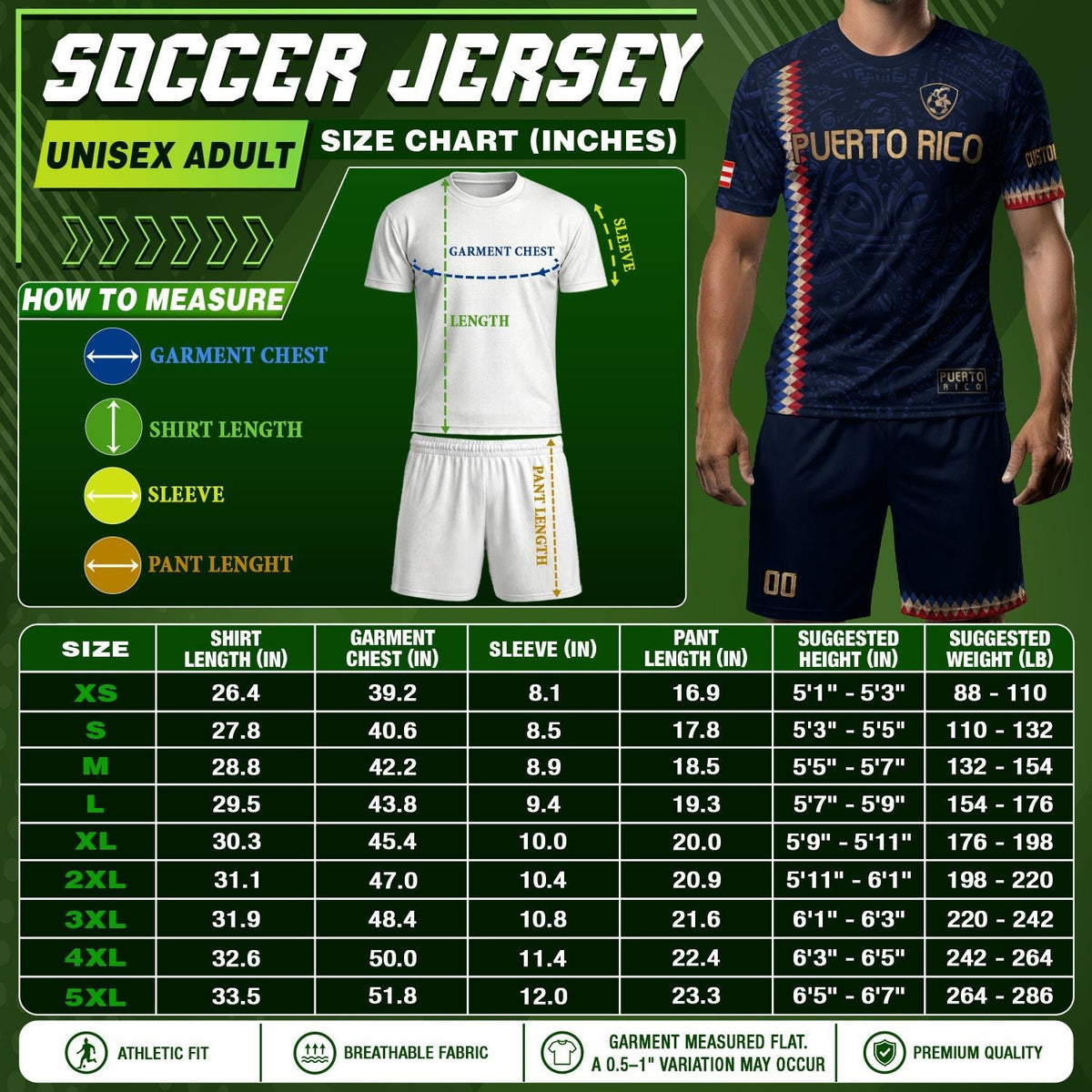 Custom Puerto Rico Soccer Jersey for Men and Women, Navy Blue Puerto Rican Spirit, Personalized Football Jersey as a Puerto Rico Shirt, Northryn Co.