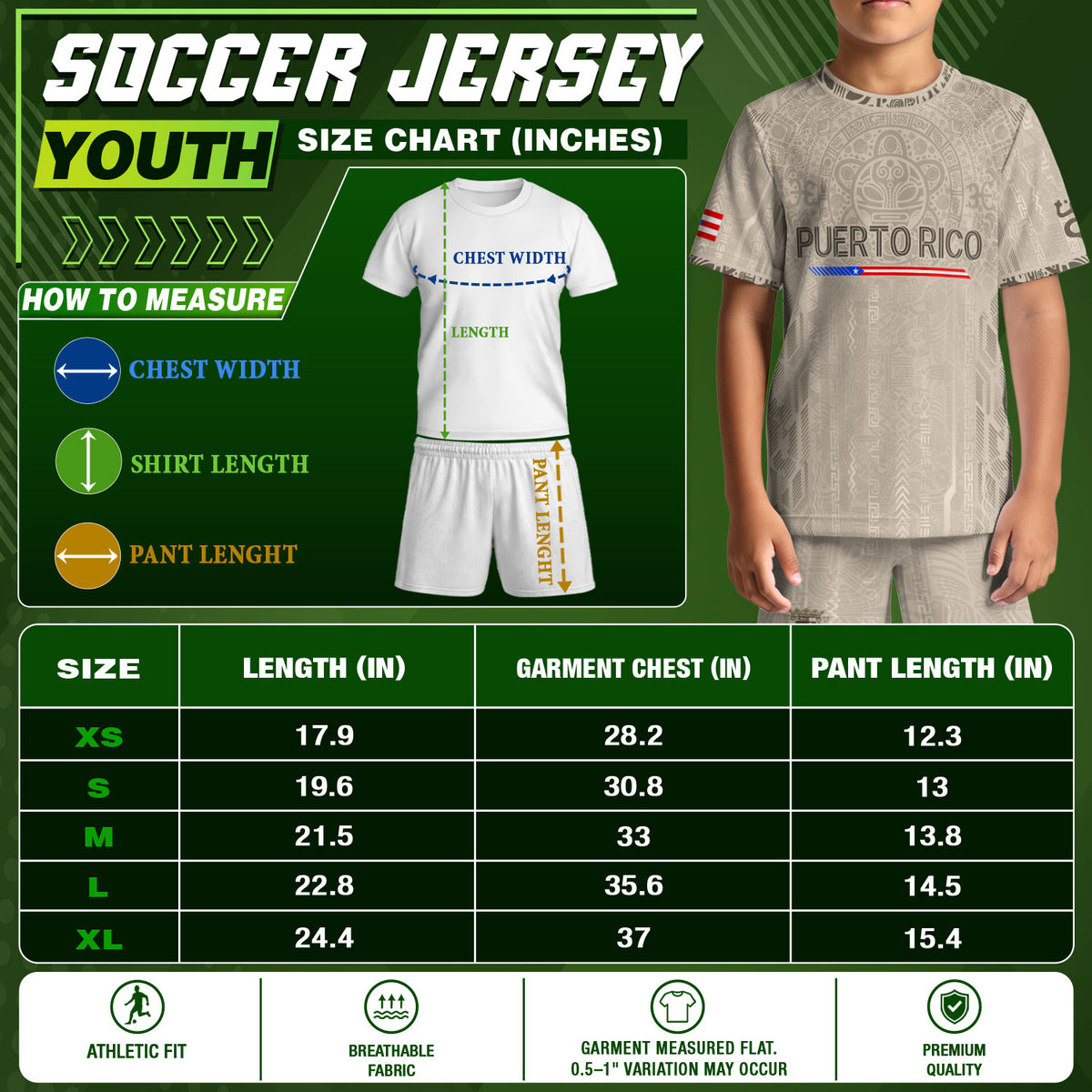 Authentic Youth Beige Puerto Rico Taino Sun Flag Athletic Team Soccer Jersey Shirt