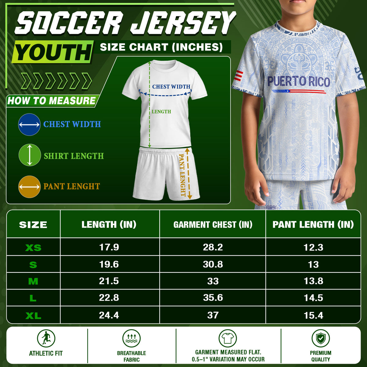 Authentic Youth White Puerto Rico Taino Sun Flag Athletic Team Soccer Jersey Shirt