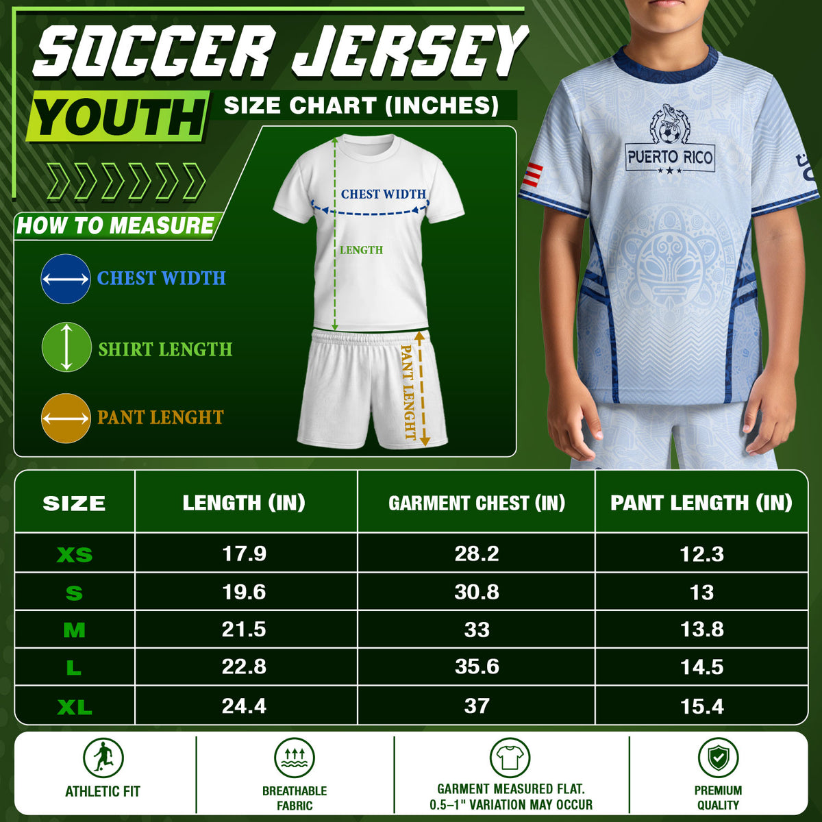 Puerto Rico Kids Soccer Jersey Shorts Set White Boricua Taino Football Outfit