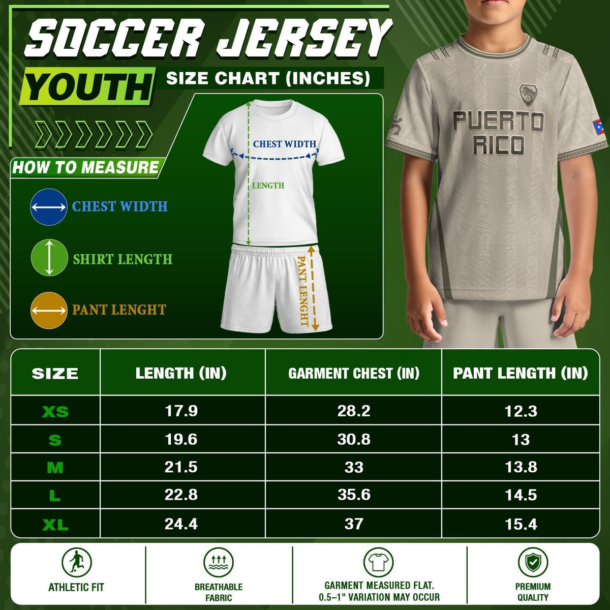 Kids Puerto Rico Soccer Jersey, Grey Cream Taino Striped Pattern for Boy and Girl, Youth Soccer Jersey, Puerto Rico Kids Soccer Jersey, Northryn Co.