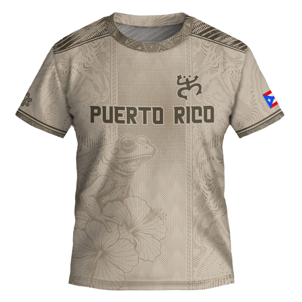 Beige Gold Coqui, Kids Puerto Rico Soccer Jersey with Frog Floral for Boy and Girl, Puerto Rico Kids Soccer Jersey, Youth Soccer Jersey, Northryn Co.