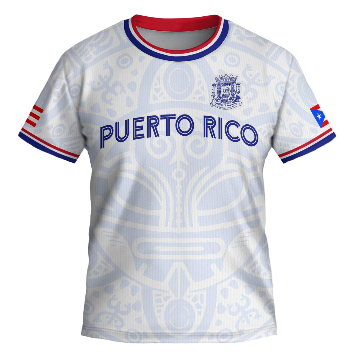 White Blue Boricua, Kids Puerto Rico Soccer Jersey with Taino Mask for Boy and Girl, Puerto Rico Kids Soccer Jersey, Youth Soccer Jersey, Northryn Co.