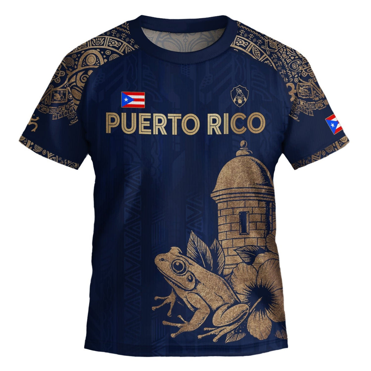 Navy Gold Coqui, Kids Puerto Rico Soccer Jersey with Frog Garita for Boy and Girl, Puerto Rico Kids Soccer Jersey, Youth Soccer Jersey, Northryn Co.
