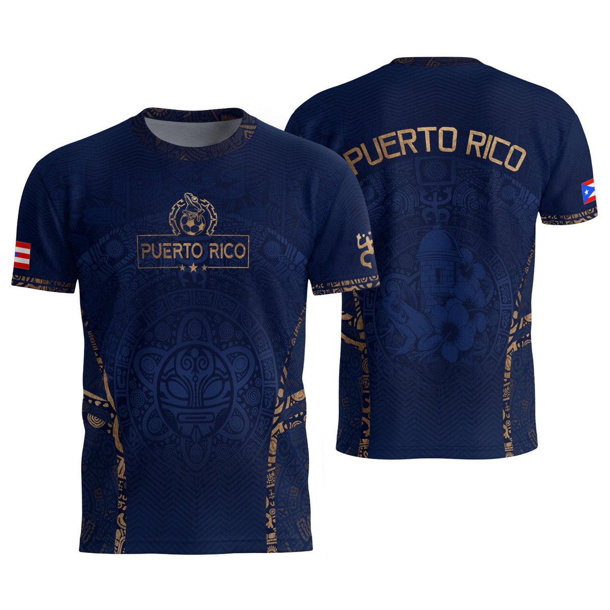 Traditional Taino Puerto Rico Coqui Frog Sun Navy Puerto Rican Soccer Jersey Men