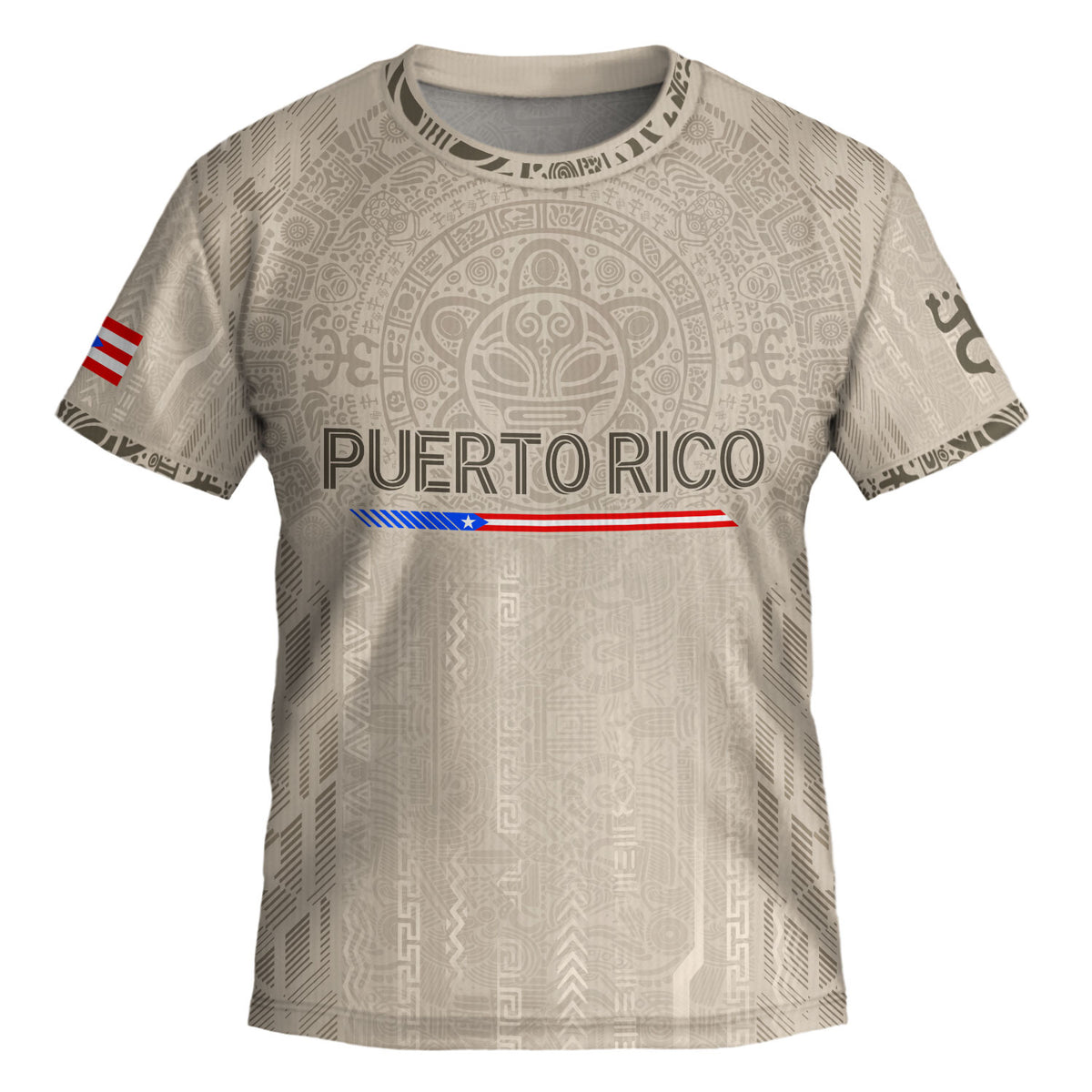 Authentic Youth Beige Puerto Rico Taino Sun Flag Athletic Team Soccer Jersey Shirt