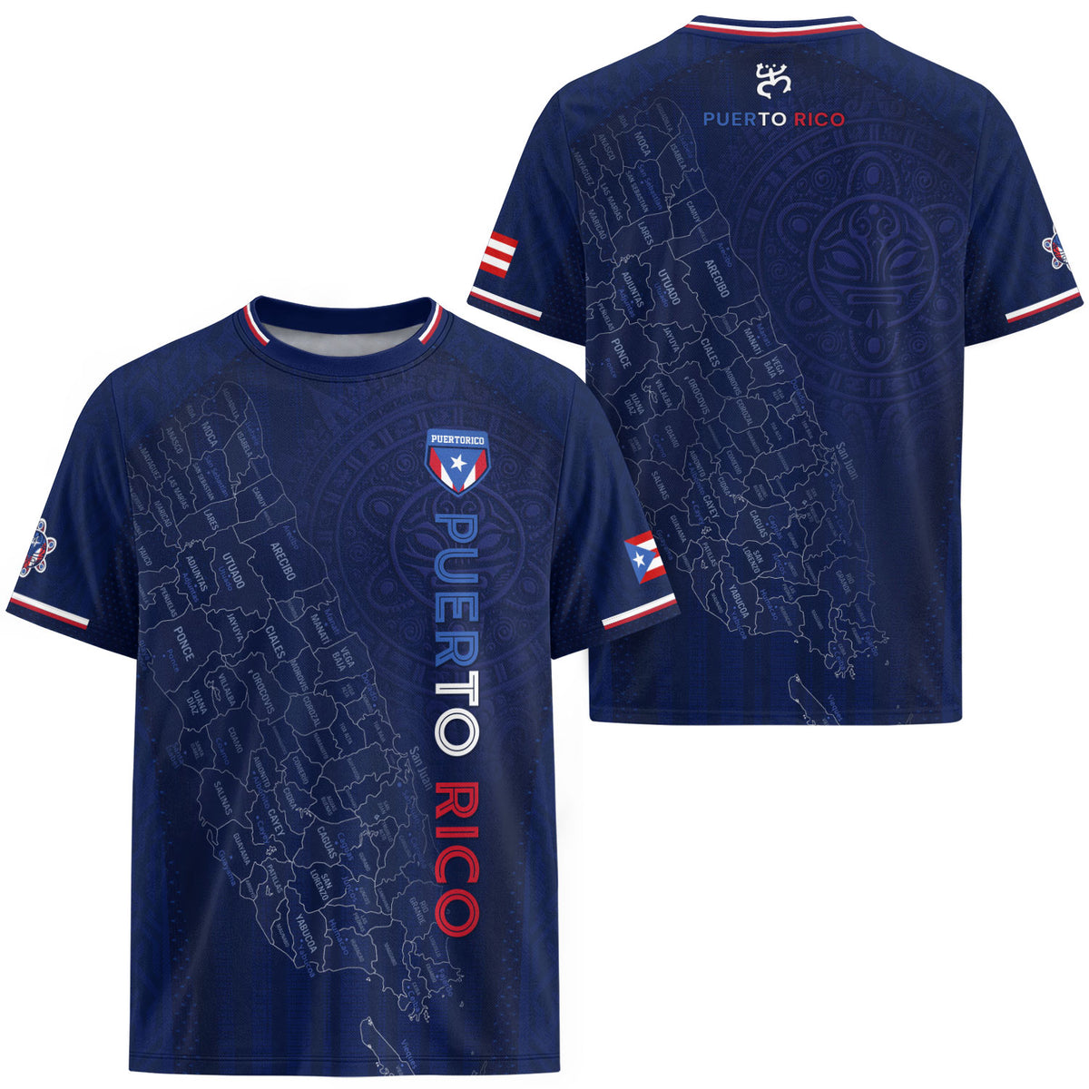 Navy Puerto Rico Soccer Jersey Men Map Graphic Boricua Taino Culture Heritage