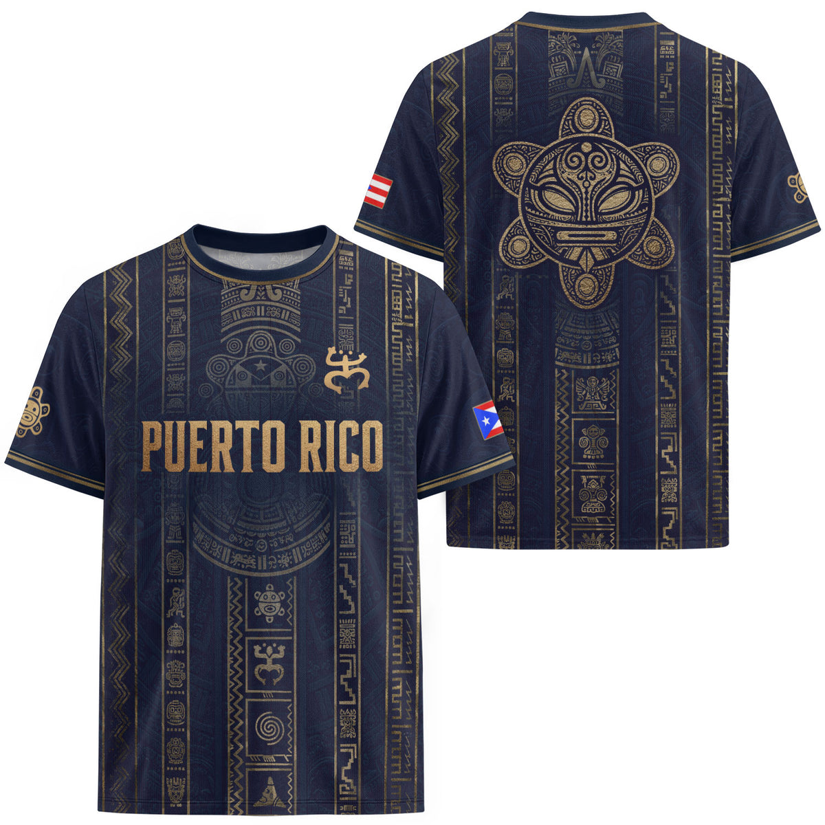 Navy Puerto Rico Soccer Jersey Men Boricua Taino Coqui Frog Culture Graphic