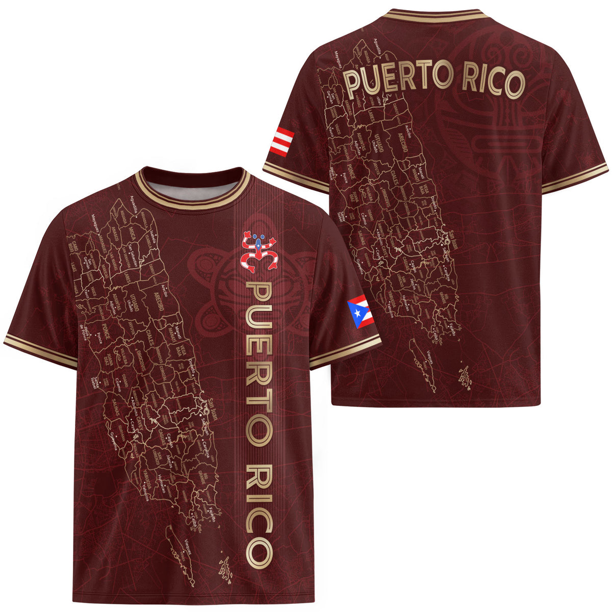 Camiseta de fútbol con máscara taína boricua azul marino de Puerto Rico, bandera tribal, orgullo nacional