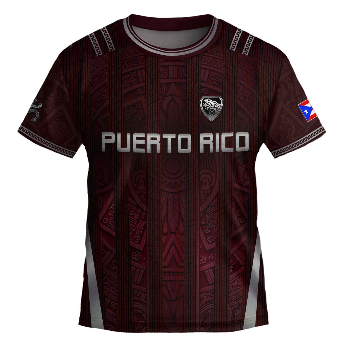 Traditional Maroon, Kids Puerto Rico Soccer Jersey with Taino for Boy and Girl, Puerto Rico Kids Soccer Jersey Meets Youth Soccer Jersey, Northryn Co.