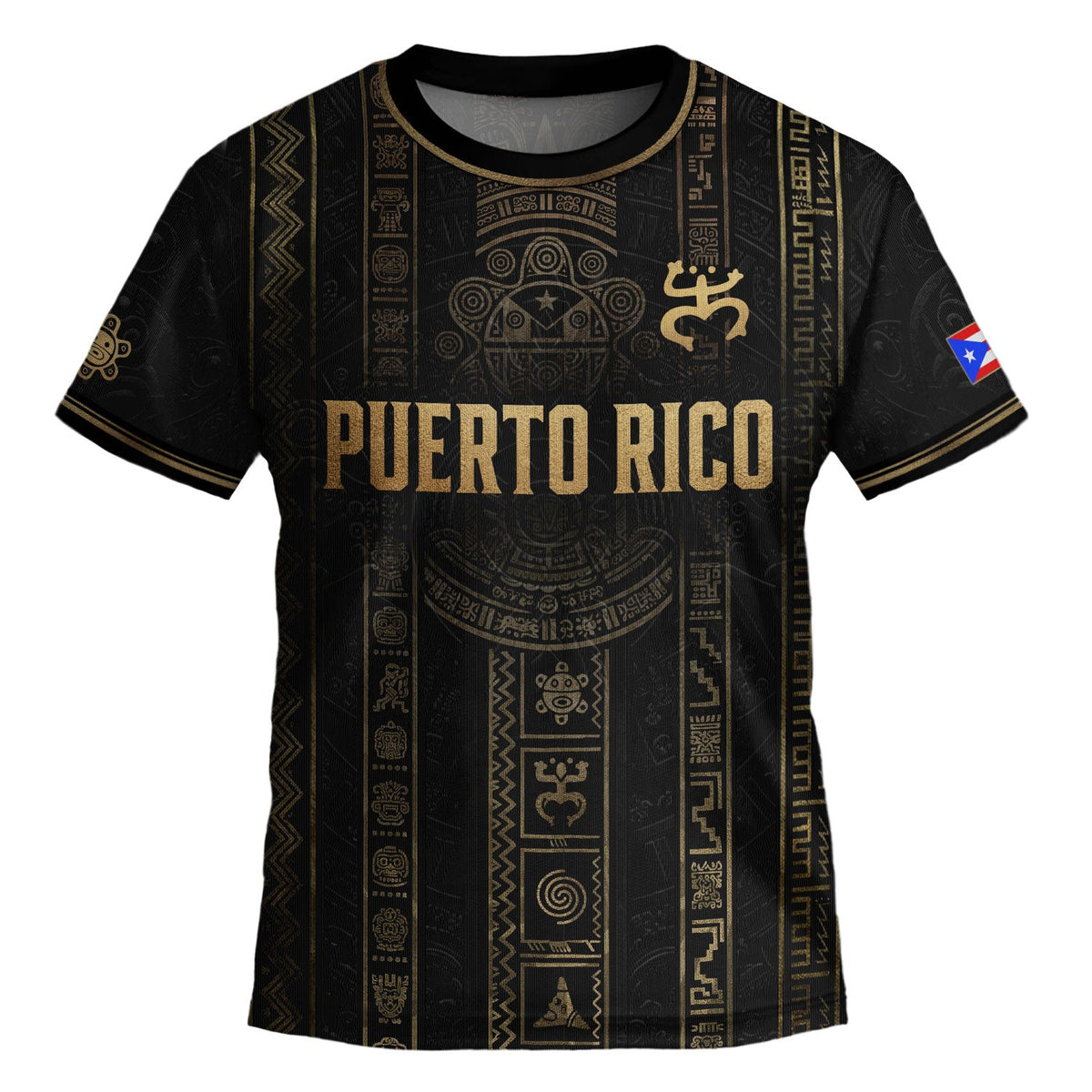 Black Gold, Kids Puerto Rico Soccer Jersey with Taino Symbols for Boy and Girl, Puerto Rico Kids Soccer Jersey Meets Youth Soccer Jersey, Northryn Co.