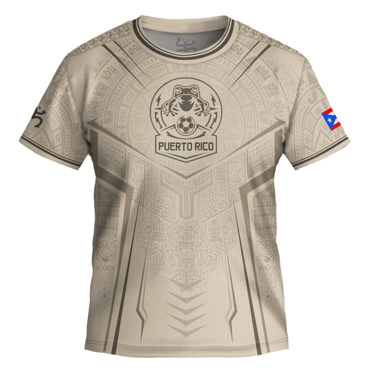 Kids Puerto Rico Soccer Jersey for Boy and Girl, Beige Taino Coqui Frog, Youth Soccer Jersey Inspired by Puerto Rico Kids Soccer Jersey, Northryn Co.