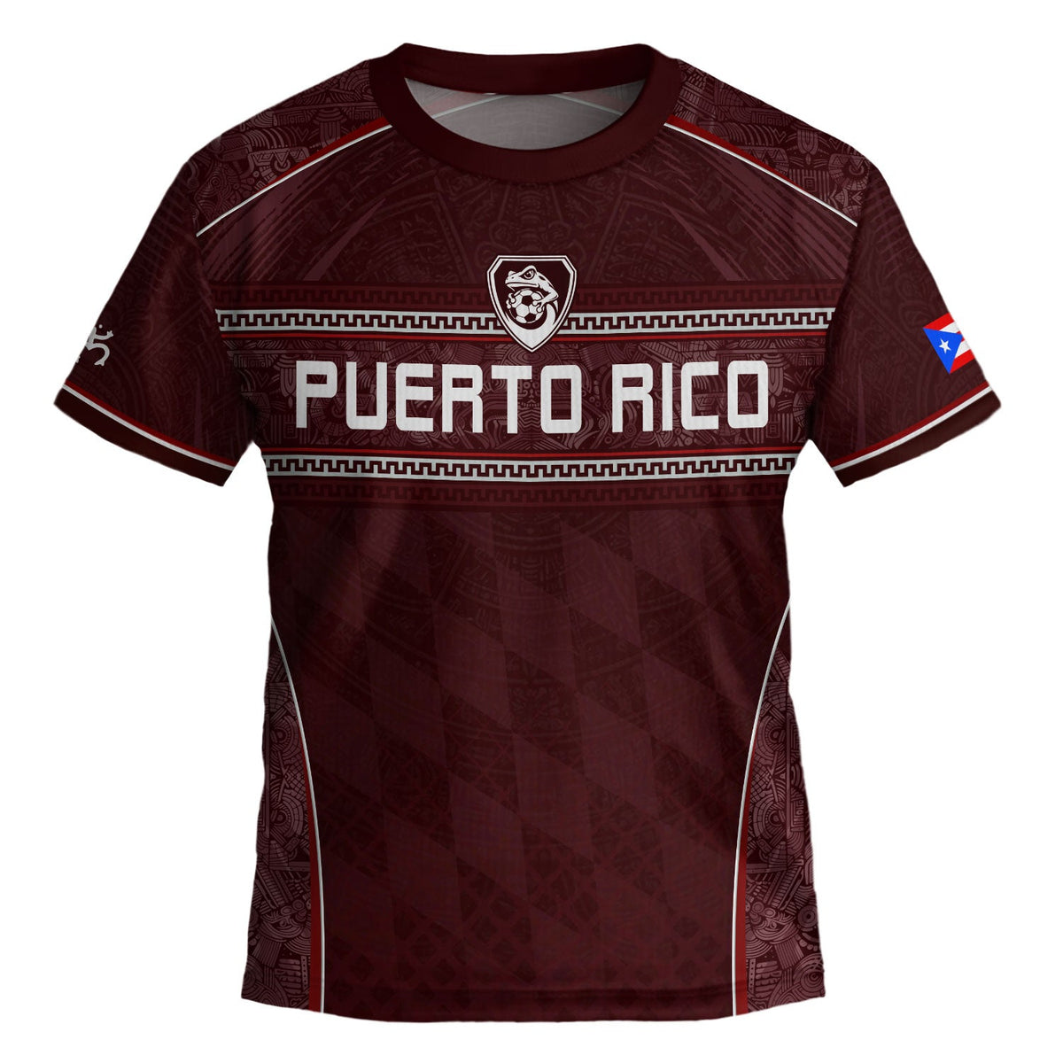 Maroon Taino, Kids Puerto Rico Soccer Jersey with Coqui Frog for Boy and Girl, Puerto Rico Kids Soccer Jersey Meets Youth Soccer Jersey, Northryn Co.
