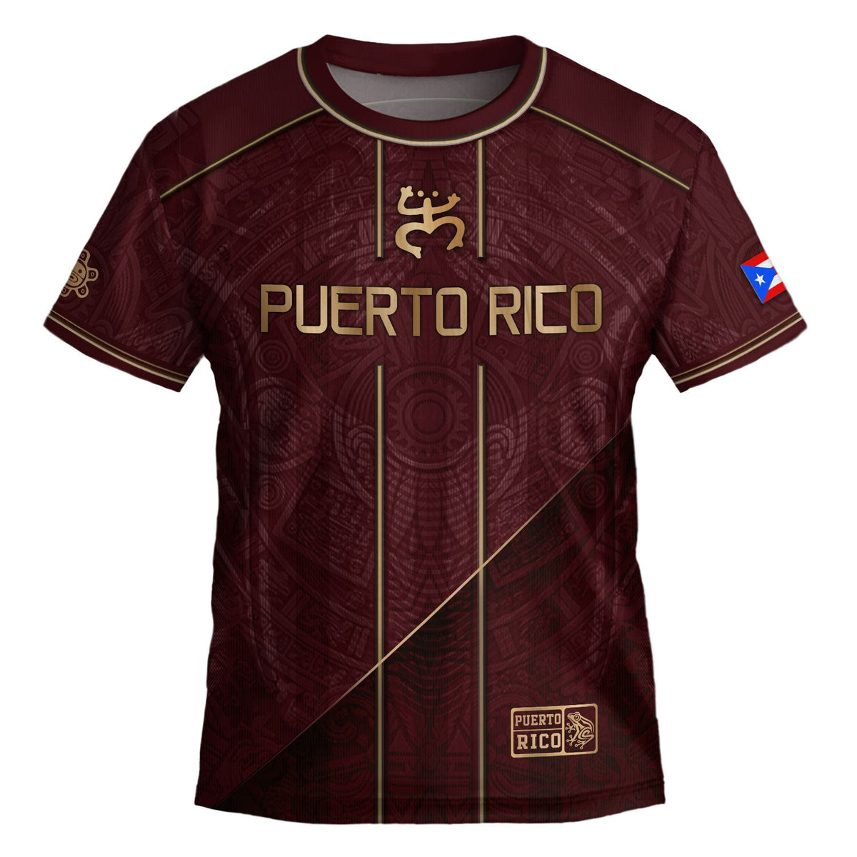 Bold Maroon Taino, Kids Puerto Rico Soccer Jersey with Coqui Frog for Boy and Girl, Puerto Rico Kids Soccer Jersey, Youth Soccer Jersey, Northryn Co.