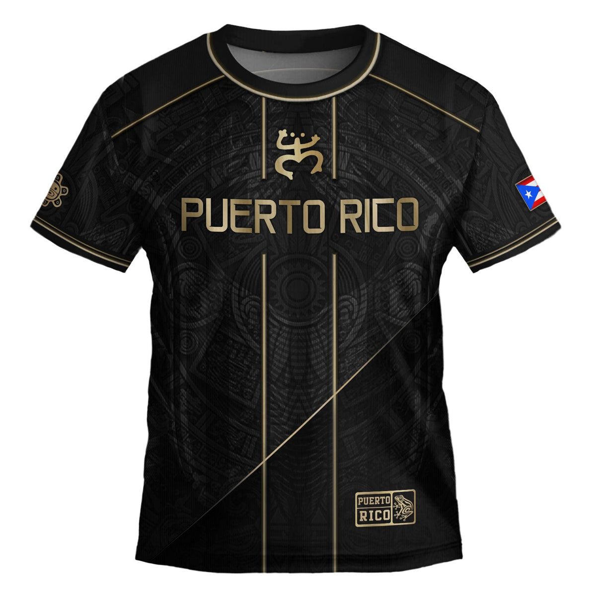 Black Gold Taino, Kids Puerto Rico Soccer Jersey with Coqui Sun for Boy and Girl, Puerto Rico Kids Soccer Jersey and Youth Soccer Jersey, Northryn Co.