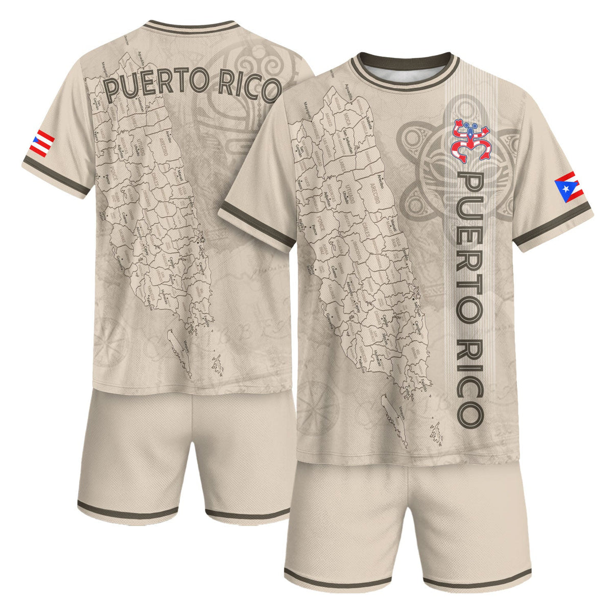 Puerto Rico Soccer Jersey for Men and Women, Map Boricua Taino Tribal Cream Beige National Pride, Puerto Rico Jersey, Puerto Rico Shirt, Northryn Co.