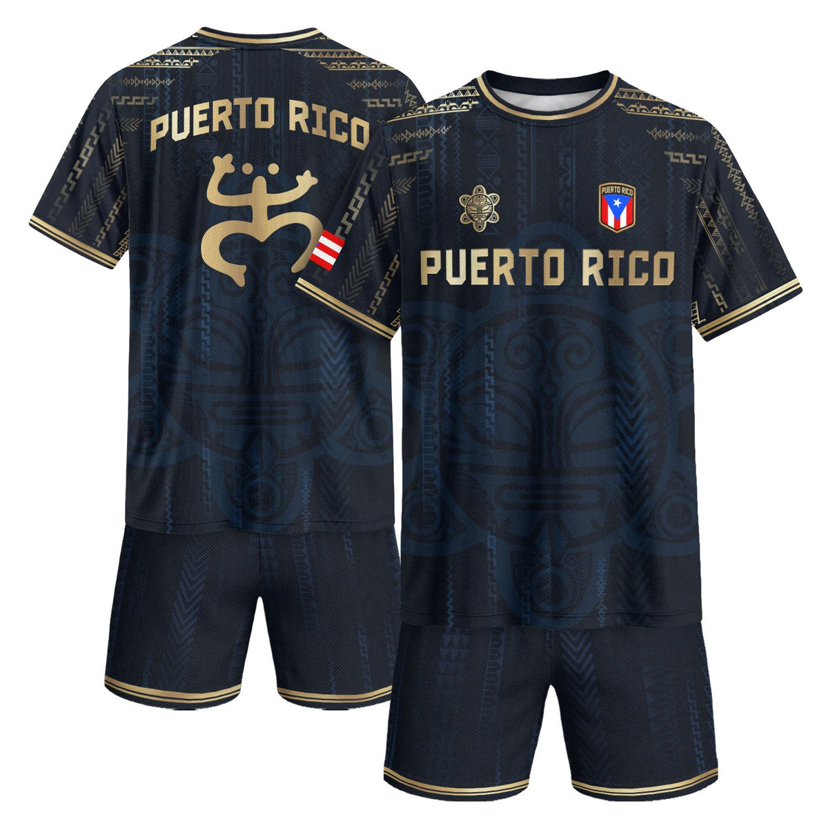 Coqui Frog Navy Gold Puerto Rico Soccer Jersey for Men and Women, Taino Sun National Heritage, Puerto Rico Jersey and Puerto Rico Shirt, Northryn Co.