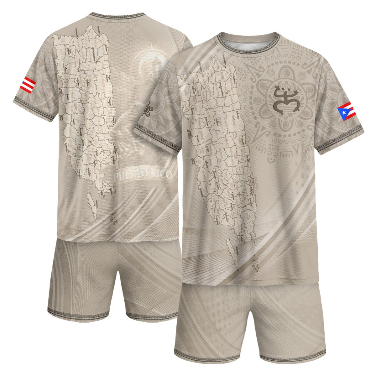 Beige Puerto Rico Soccer Jersey for Men and Women, Map Boricua El Morro Taino Pride Features Coqui Frog, Puerto Rico Jersey and Puerto Rico Shirt, Northryn Co.
