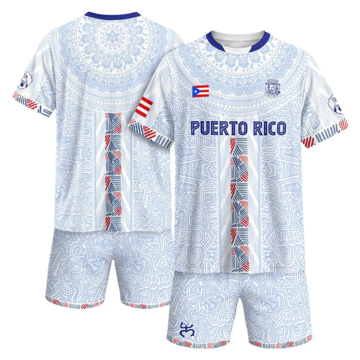 Puerto Rico Soccer Jersey for Men and Women, White Red Blue Taino Sun Stripe National Heritage, Puerto Rico Jersey and Puerto Rico Shirt, Northryn Co.