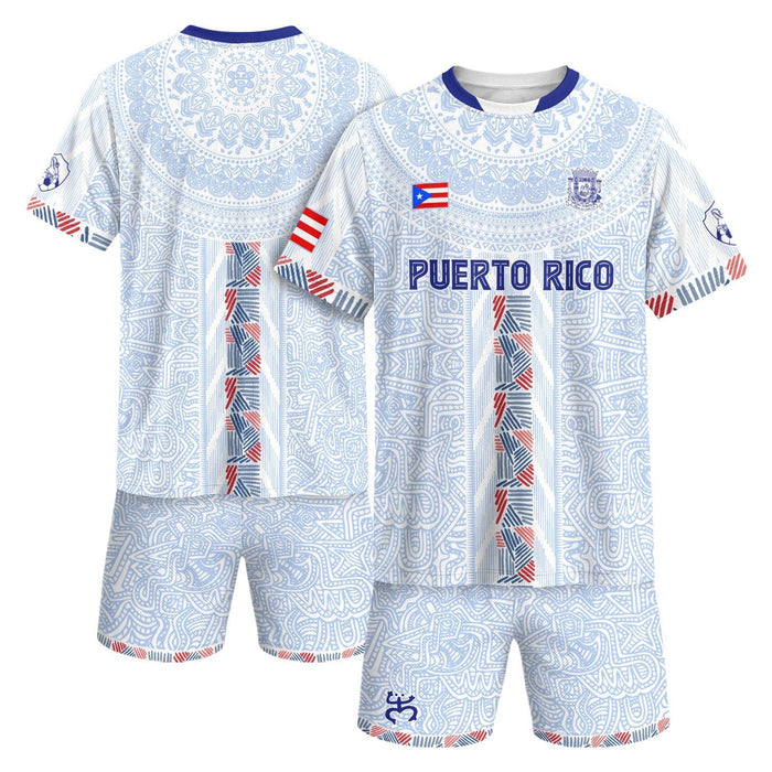 Puerto Rico Soccer Jersey for Men and Women, White Red Blue Taino Sun Stripe National Heritage, Puerto Rico Jersey and Puerto Rico Shirt, Northryn Co.