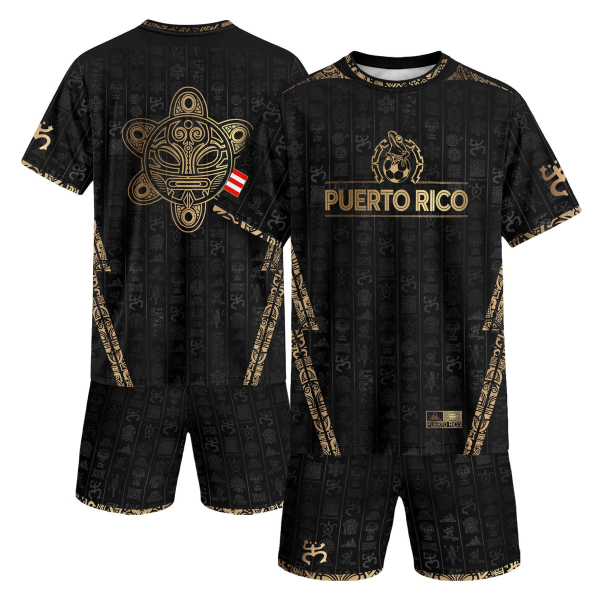 Taino Sun Black Gold Puerto Rico Soccer Jersey for Men and Women, National Heritage Boricua Pride, Puerto Rico Jersey, Puerto Rico Shirt, Northryn Co.